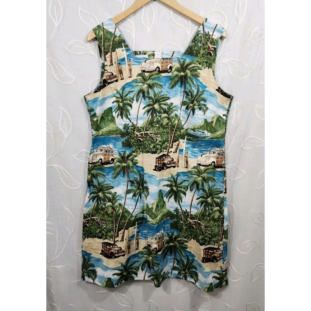 VTG SHANNON MARIE HAWAII All Over Print Beach 100% Cotton Dress Women’s Sz XL/14